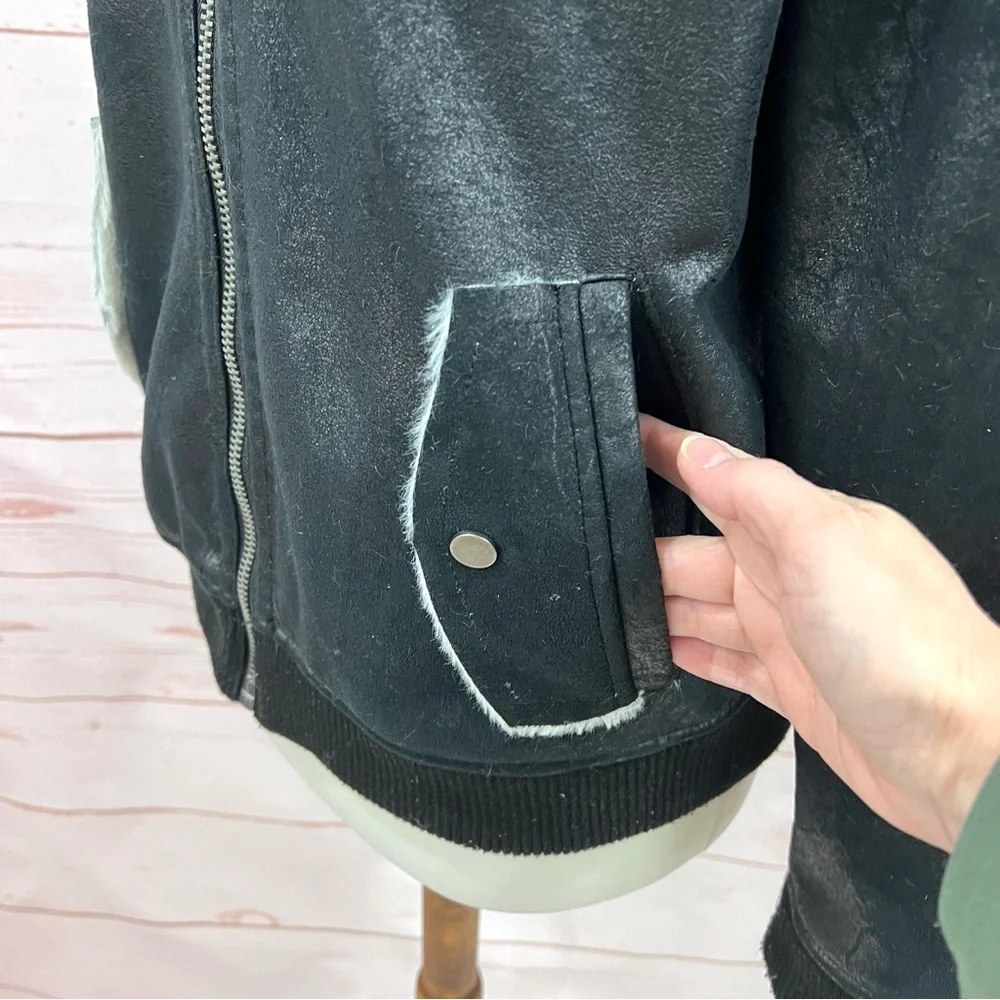 Chaser Plush Shearling Sherpa Lined Faux Leather Cozy Bomber Jacket